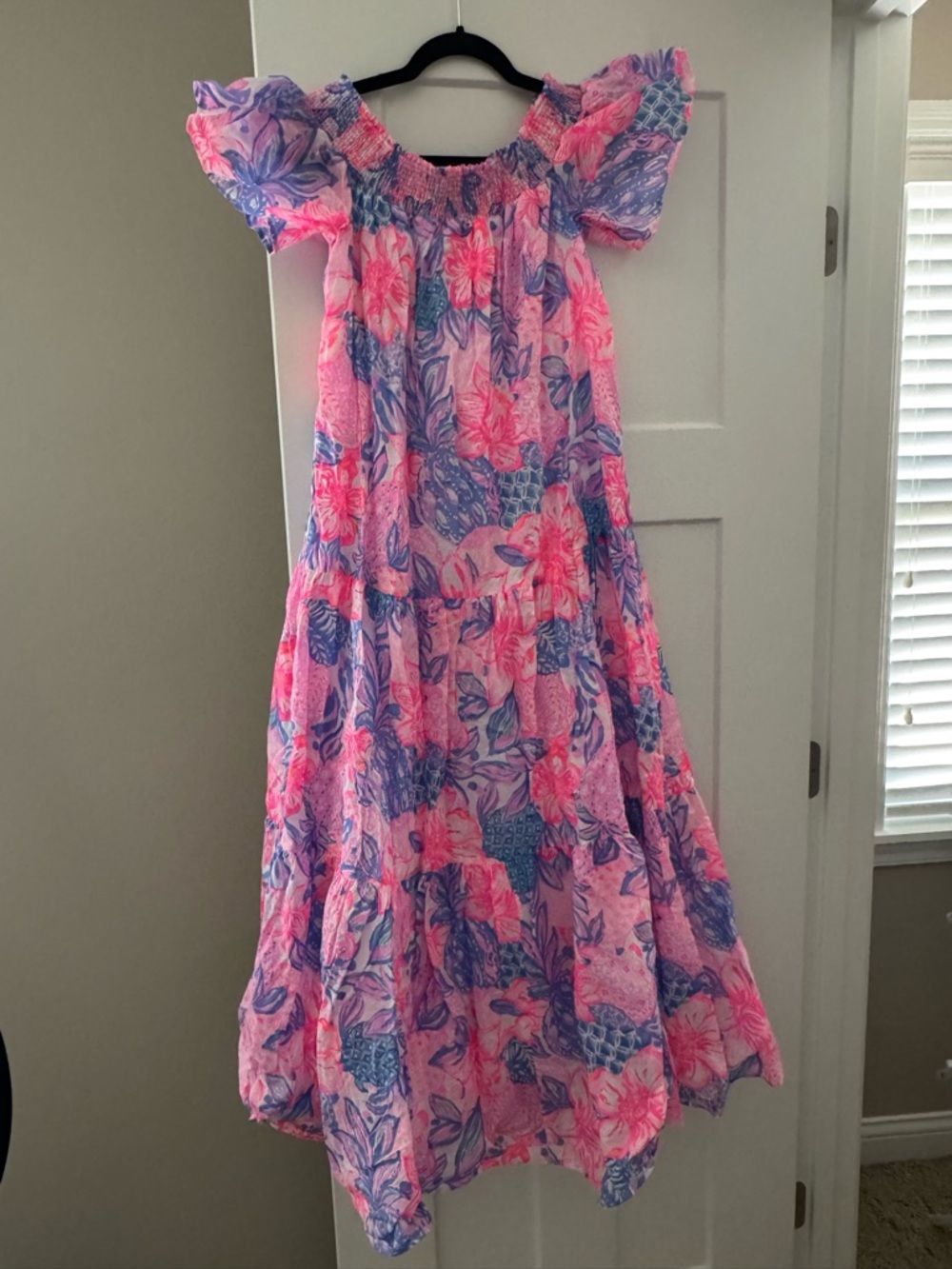 LILLY PULITZER DEZI MAXI DRESS PINK ISLE SNAPPY TURTLE EUC L